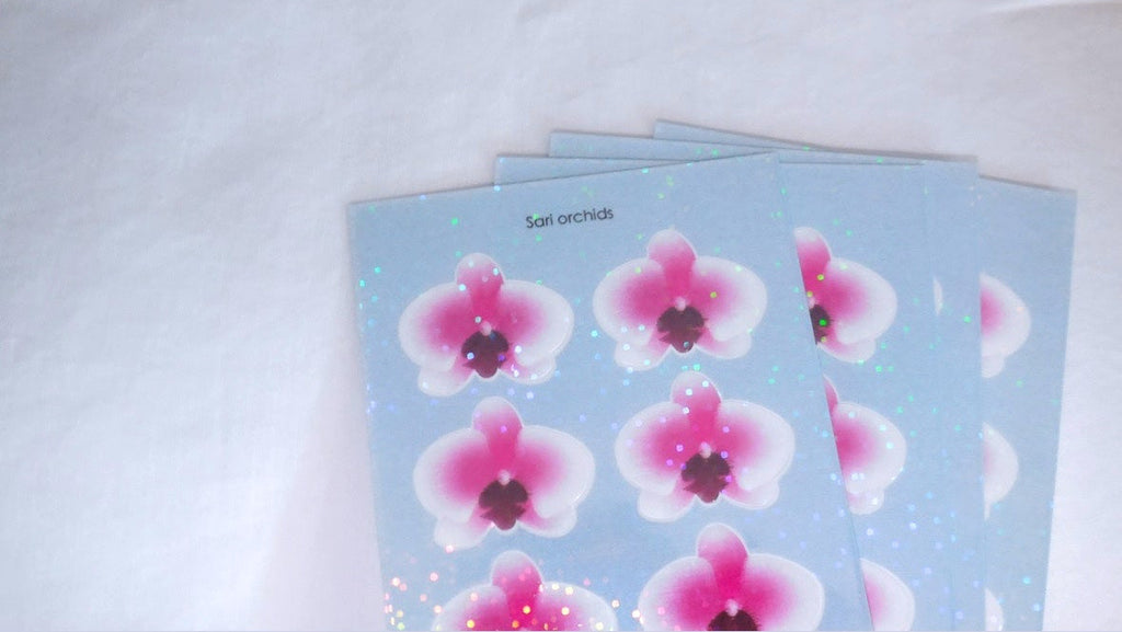 Holo sari orchid sticker sheet