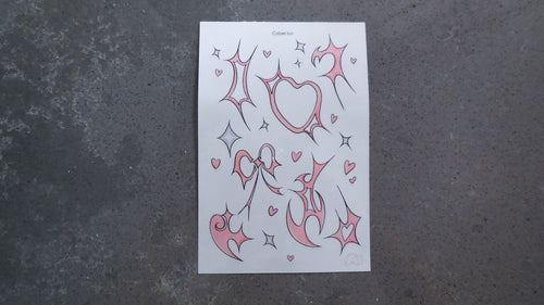 Cyber luv sticker sheet