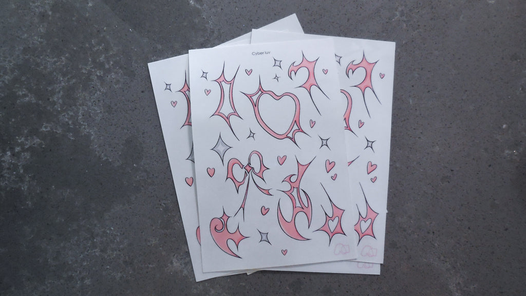 Cyber luv sticker sheet