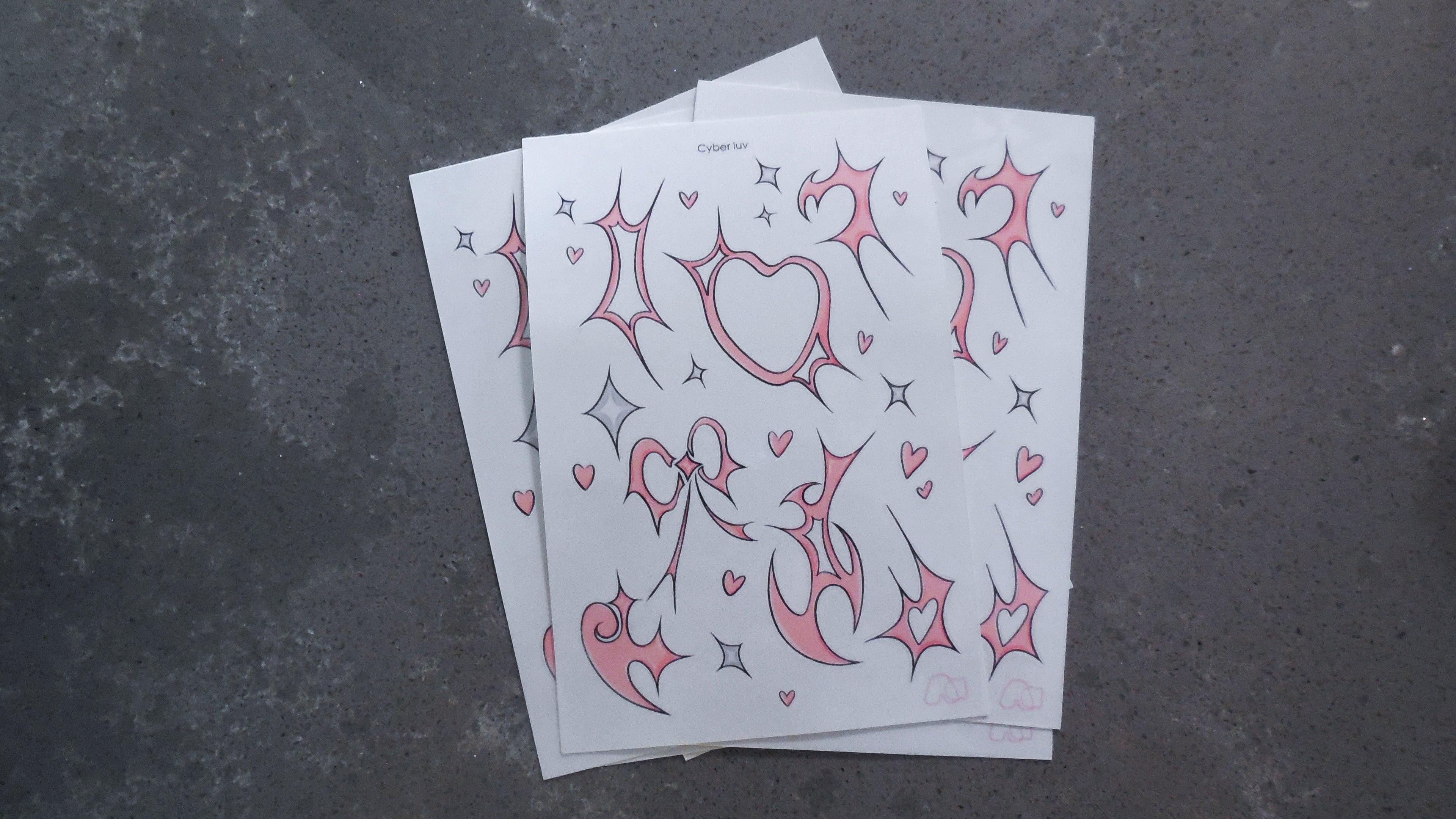 Cyber luv sticker sheet